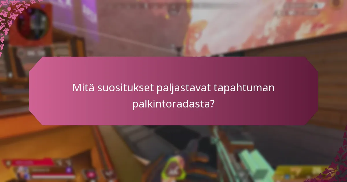 Mitä suositukset paljastavat tapahtuman palkintoradasta?